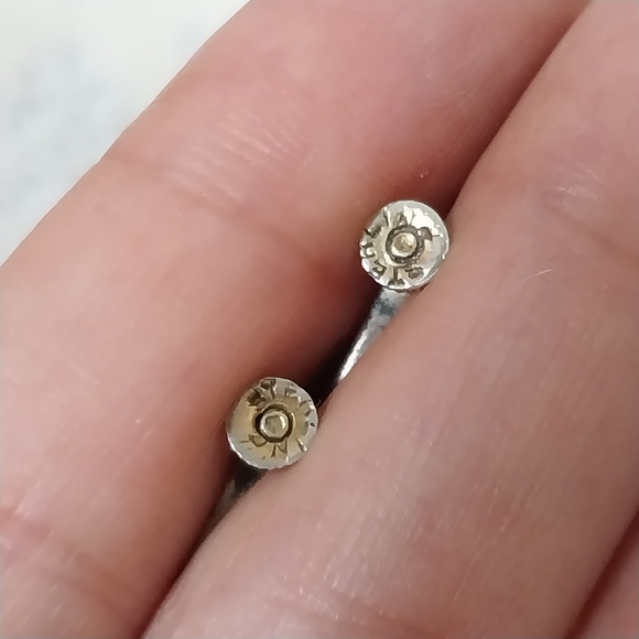 925 Sterling Silver Screw Back Earrings Gold Tone Amber Citrine Vintage 1900s - Picture 2 of 4